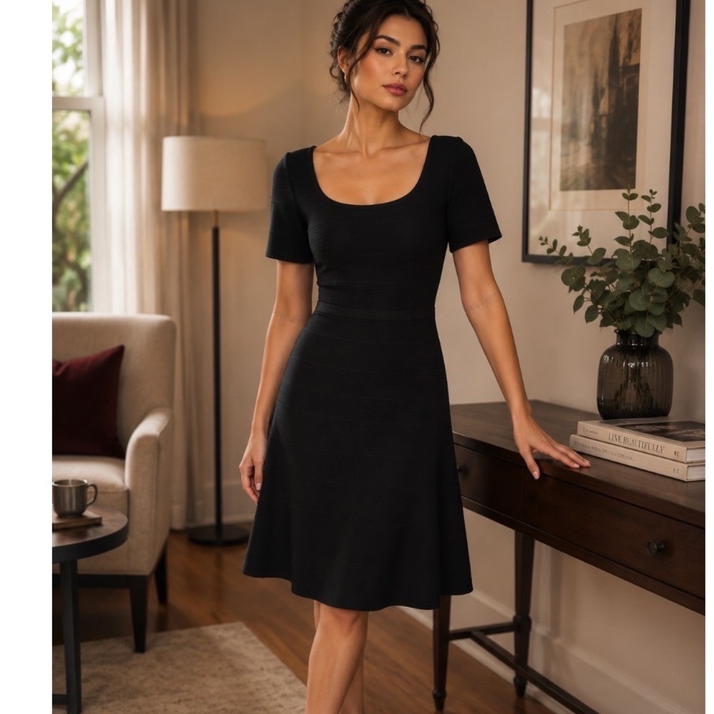 White House Black market dress black Bandage Knit Short Sleeve Sz XXS knit